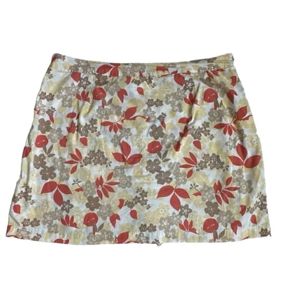 White Stag Floral Skort Activewear Casual Golf Tennis 100% Cotton SZ 18